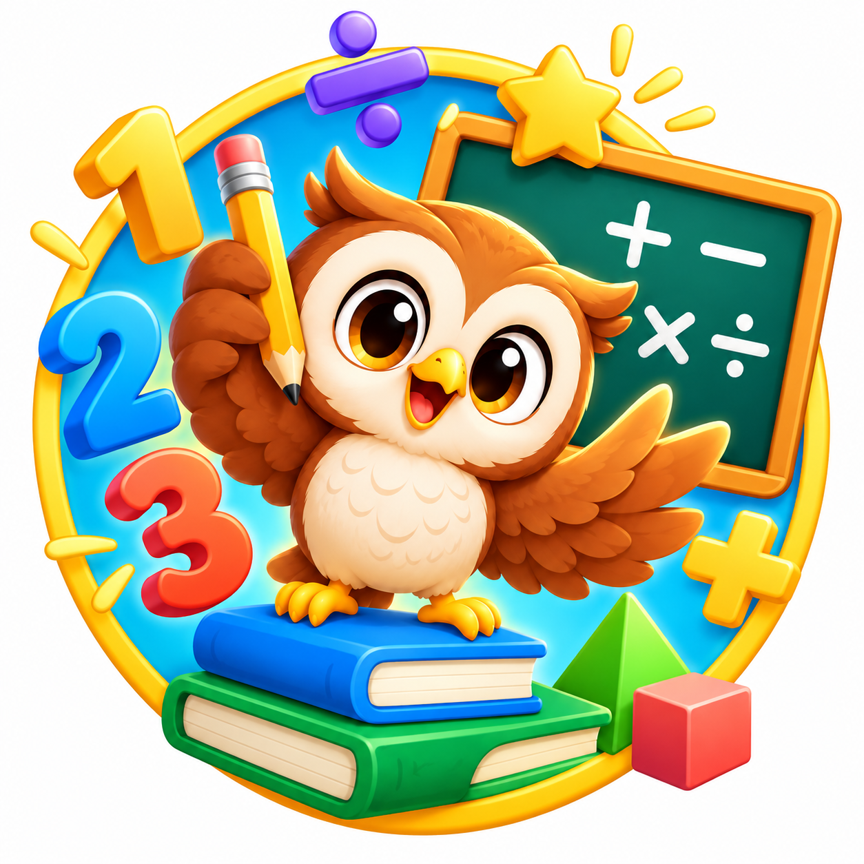 JOMULA owl with numbers, pencil and mathematics board